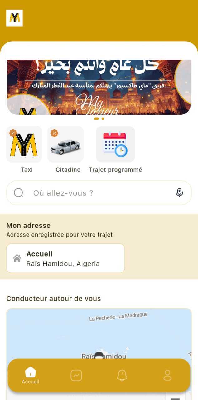 Aperçu de l’application My Taxieur